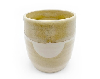 Handmade Tumbler, 12 ounces, Khaki colored, Porcelain, Ceramic, Glazed, Pottery, One of a kind, Unique