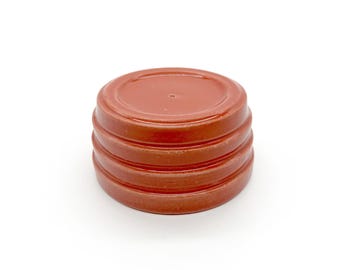Handmade Incense Holder, Red Circular Layered, Mustard, Ceramic, Glazed, Pottery, One of a kind, Unique
