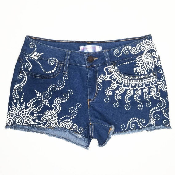 painted denim shorts