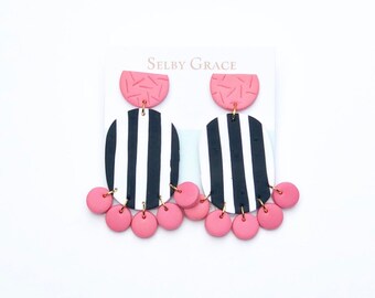 SALE Bella Oval Stripe Pink