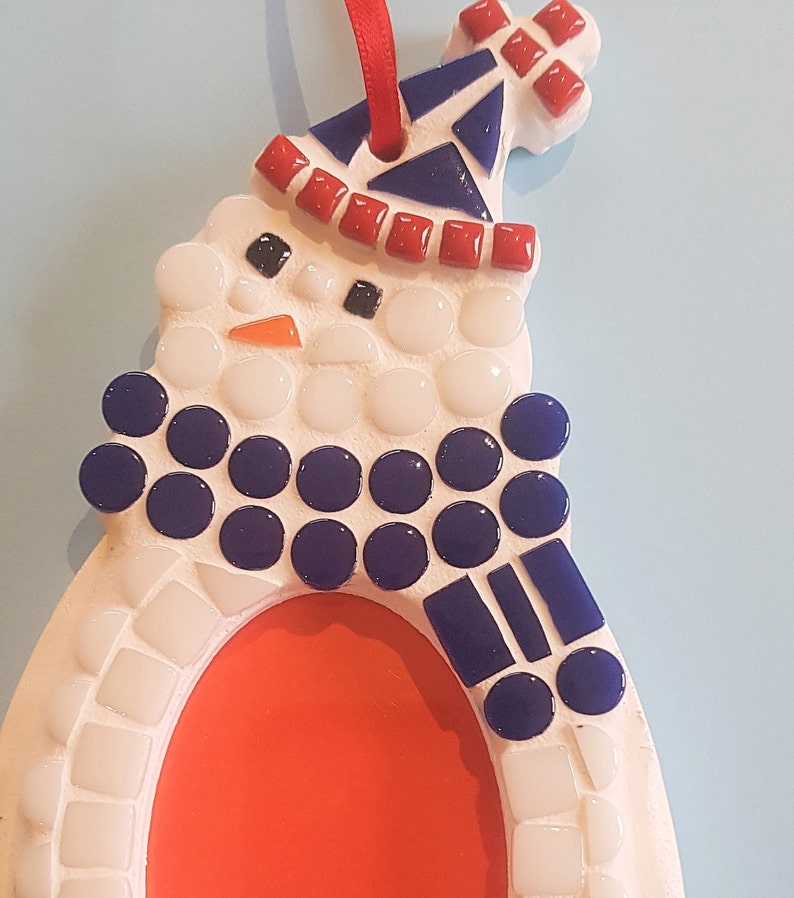 Mosaic Snowman Hanging Photo Frame Christmas Decoration Photo Frame Festive Snowman Photo Frame