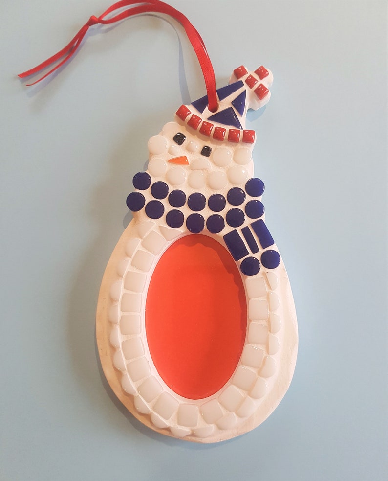 Mosaic Snowman Hanging Photo Frame Christmas Decoration Photo Frame Festive Snowman Photo Frame