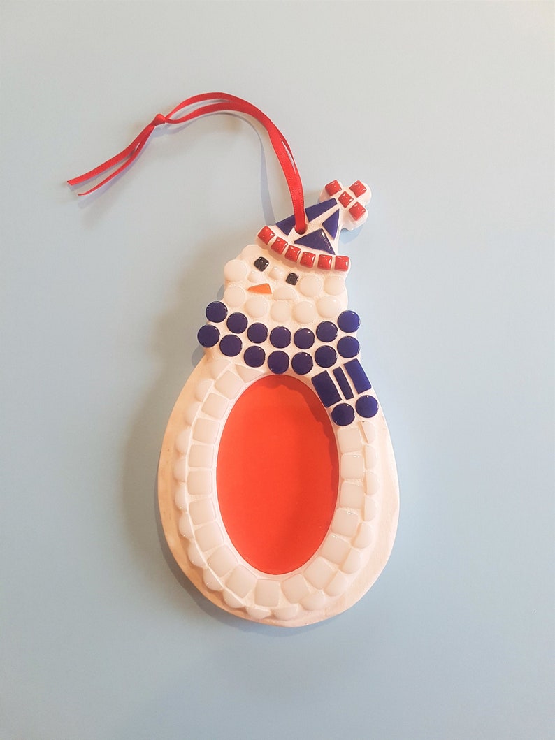 Mosaic Snowman Hanging Photo Frame Christmas Decoration Photo Frame Festive Snowman Photo Frame