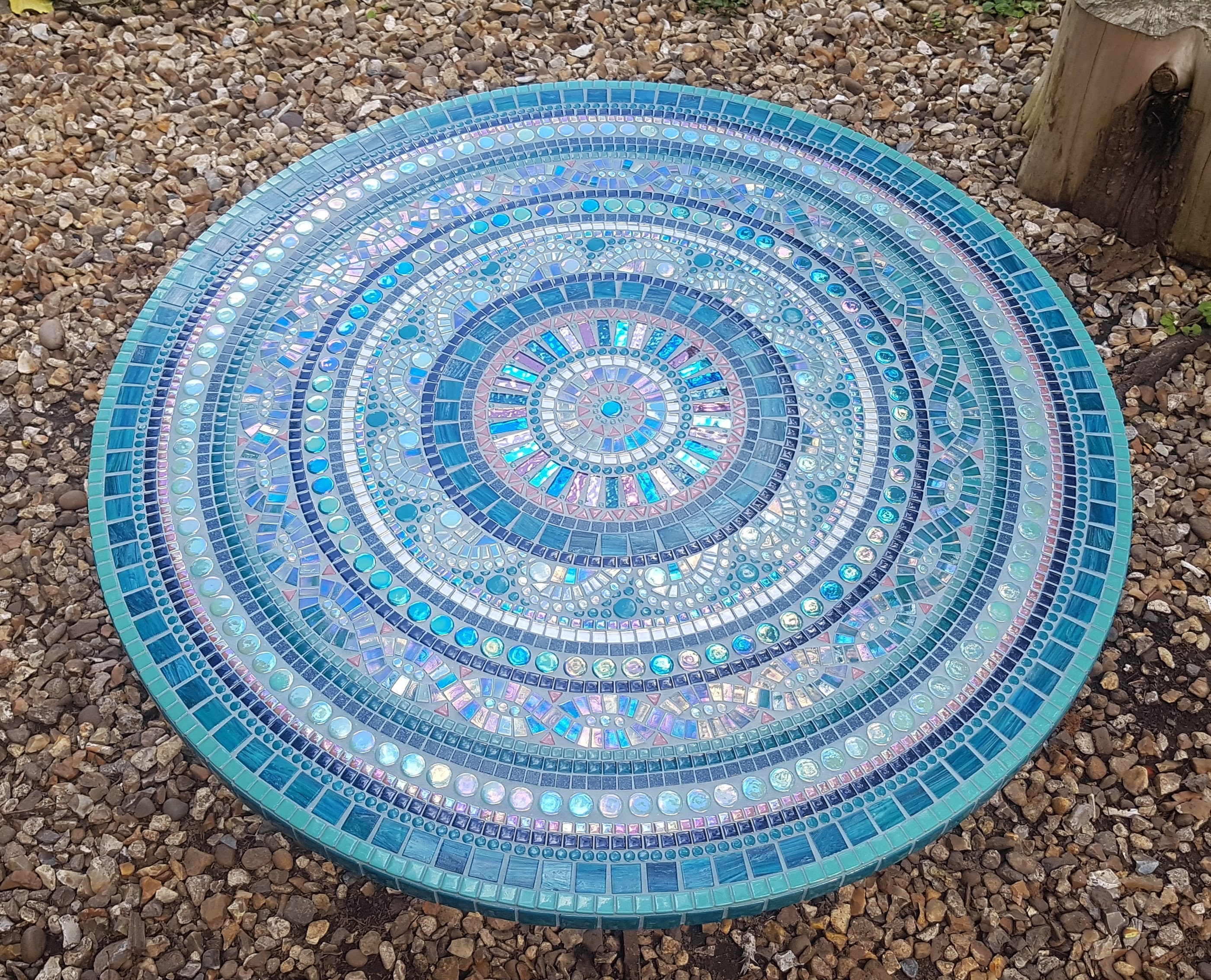 Large Round Mosaic Tabletop Mosaic Garden Tabletop Mosaic Etsy UK