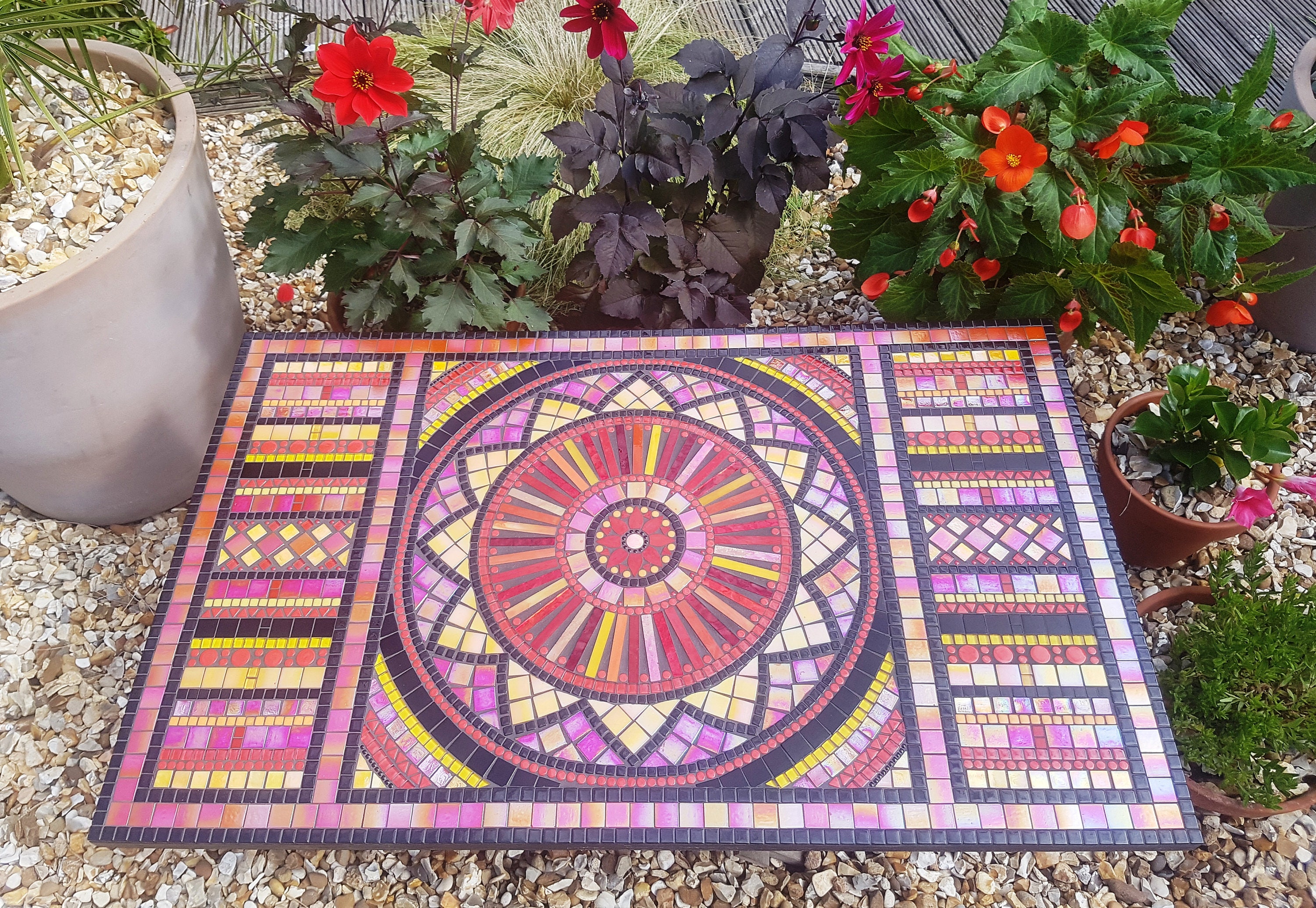 Mosaic Table Top Custom Mosaic Tabletop Mosaic Garden Table Etsy