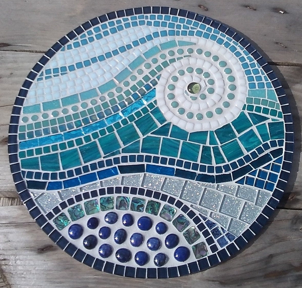 Handmade Mosaic Plaque 'Wave' Etsy
