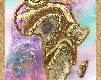 SOLD Painting "Dahlia" Afrikan Gem Resin Geode Art of Africa Original, can create a custom piece