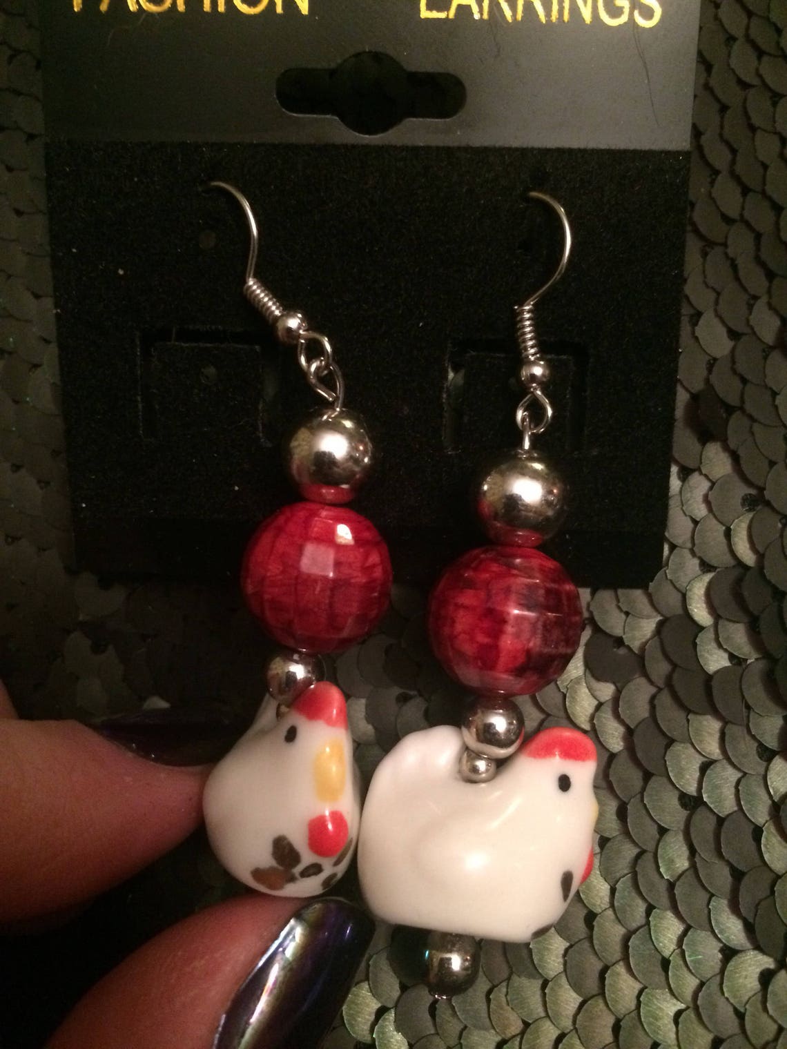 Chicken Earrings Etsy