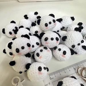 Handmade Crochet Panda Keychain – Mini Stuffed Animal Knit Doll | Cute Panda Bag Charm | Best Friend Gift | Amigurumi Keyring Pendant