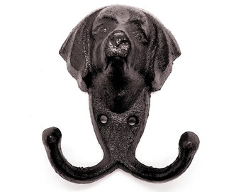 Vintage rustiek gietijzeren hondenkopriem jas handdoek dubbele haak hanger