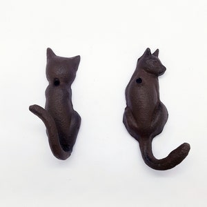 Vintage Rustic Cast Iron Kitty Cat Lover Coat Towel Hook Hanger