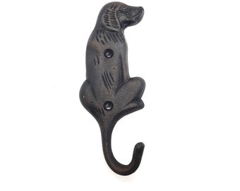 Vintage Rustic Cast Iron Dog Leash Coat Towel Hook Hanger - Cast Metal
