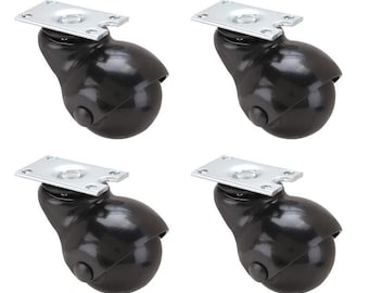 Vintage Rustic Antique Style Black Hooded Caster Wheels - Set of 4