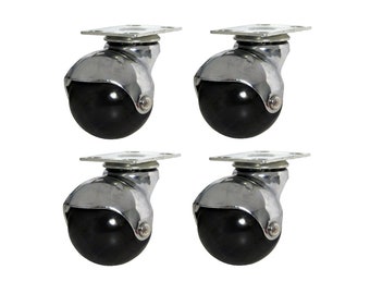 Vintage Rustic Style Chrome Hooded Caster Wheels - Set of 4