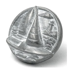 South Seas Whitewashed Round Sailboat Cabinet Knob / Drawer Pull