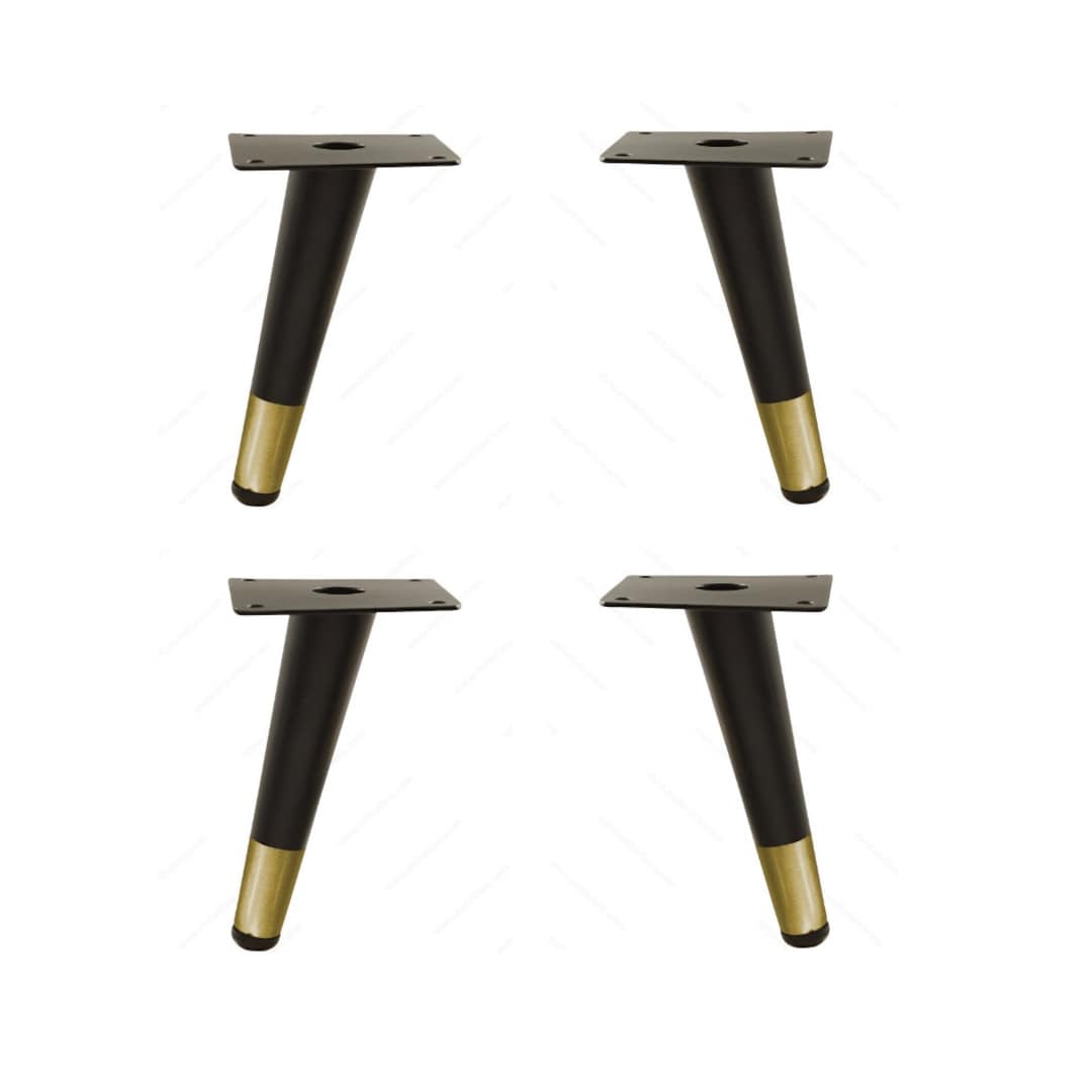 Contemporary Conical Black and Gold Furniture Legs Set of 4 Etsy