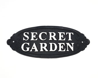 Vintage Cast Metal Secret Garden Decor Sign / Plaque