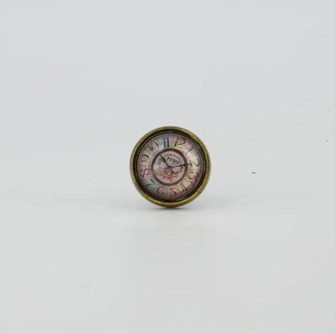 Vintage Rustic Paris Floral Bronze Metal & Glass Clock Knob / Drawer ...
