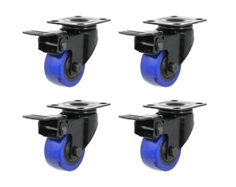 Black Metal Indoor / Outdoor Cabinet Caster swivel Wheel With Brake Set of 4