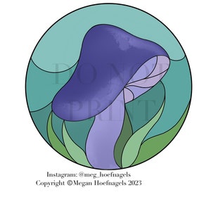 Mushroom stained glass pattern / intermediate stained glass suncatcher pattern / Fungus pattern *Digital PDF*