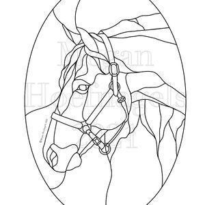 Horse portrait stained glass pattern