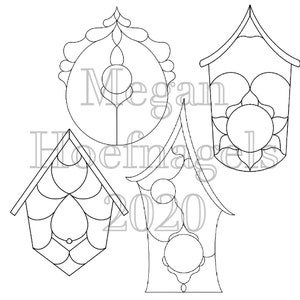 Stained Glass Birdhouse pattern / pattern pack/ Stained glass birdhouse/ Stained glass pattern/ mosaic pattern