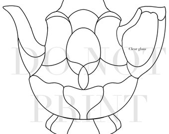 Stained Glass Pattern// Tea Pot// Suncatcher //Tea party