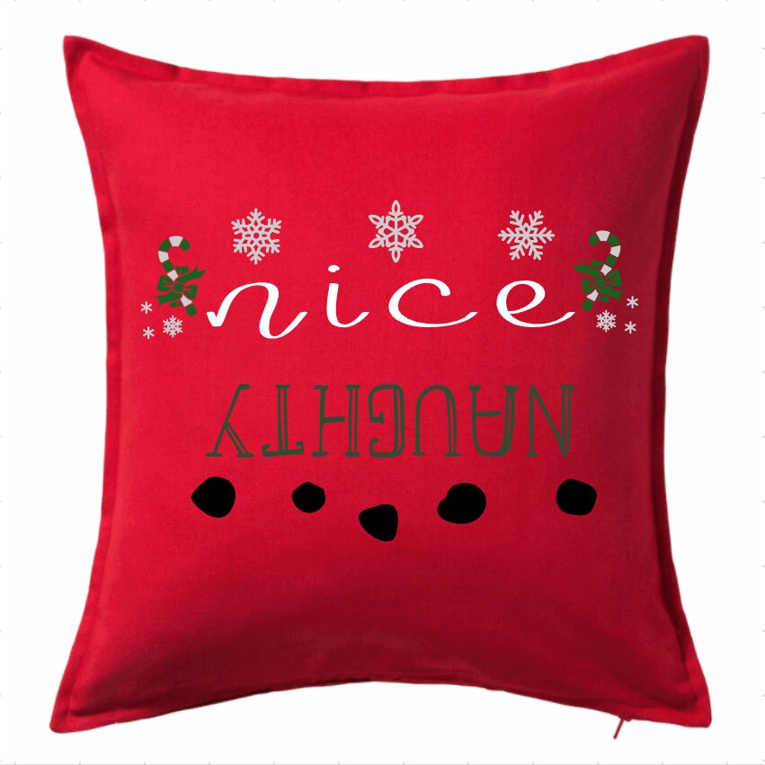 Christmas Pillow and Insert, Naughty or Nice, Naughty List, Nice List, Christmas Naughty and ...