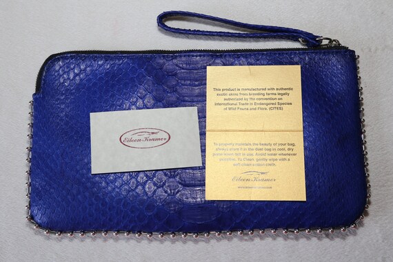 Unique! Authentic Genuine MATTE Python Clutch blu… - image 8