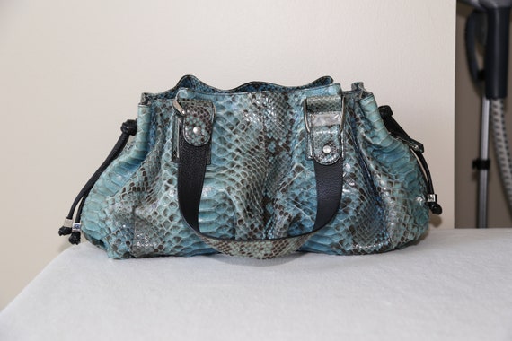 Rare Authentic Michael Kors Made in Italy Genuine Python Chrome rehearsal Tote Bag Vtg Blue Etsy Canada