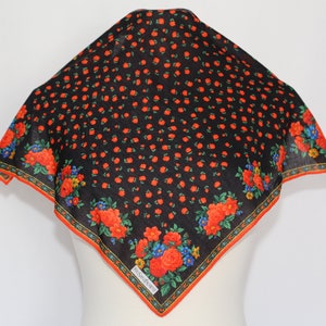 Authentic YvesSaintLaurent hand rolled cotton scarf neckerchief vintage orange navy