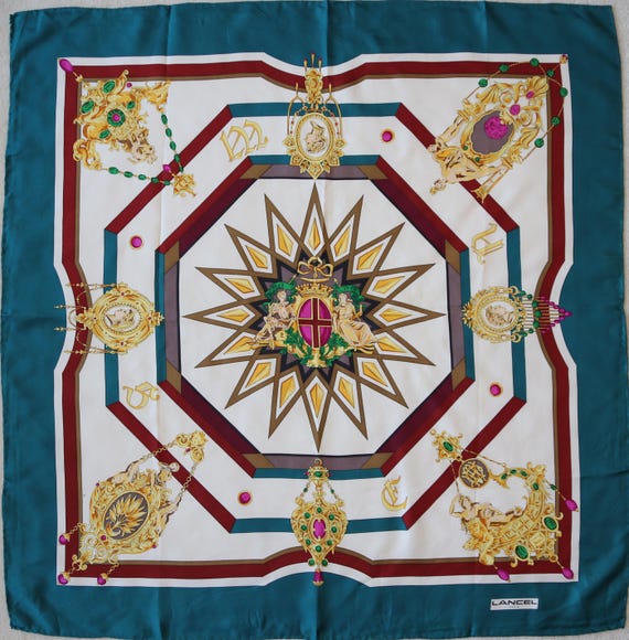 Authentic LANCEL Paris designer silk twill scarf … - image 2