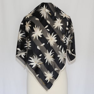Authentic Courreges silk scarf vintage floral black white