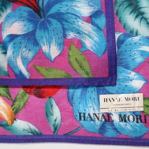 Authentic NWT Hanae Mori designer cotton scarf neckerchief vintage floral image 4
