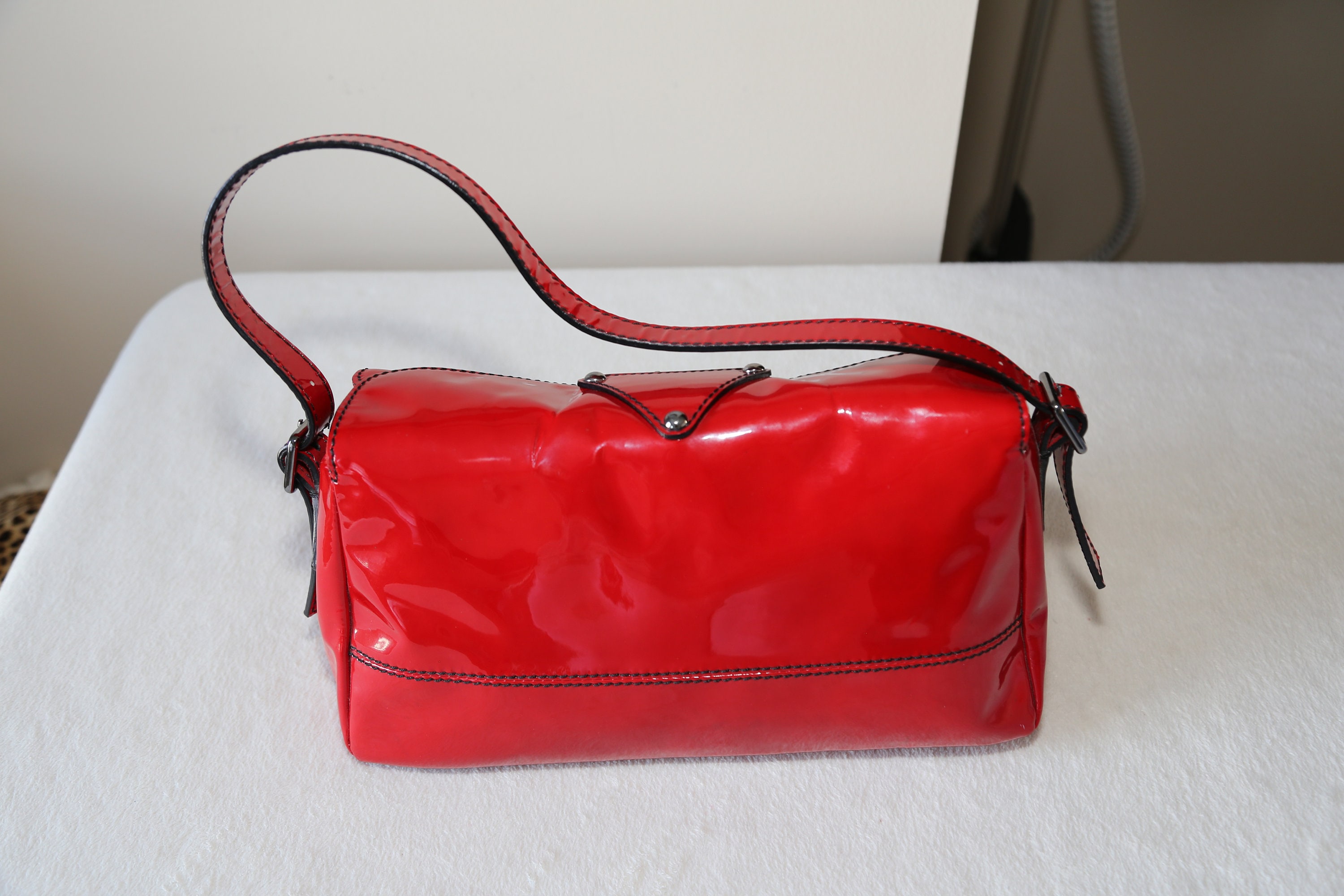Rare! Authentic 80s Valentino Italian Red Patent Leather Bag With