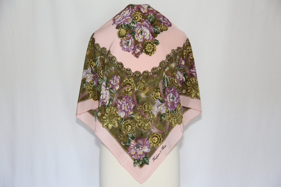 Foulard En Soie Vintage PROCHOWNICK - 77x79 Cm, Rose, Occasion Très Bon état