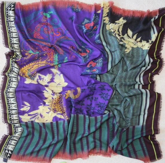 Authentic Etro Made in Italy Large wool silk blen… - image 2