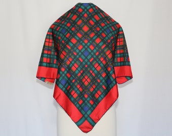Authentic 70s Made in Italy vintage silk twill scarf plaid