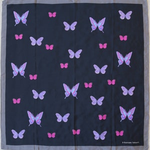 Authentic Hanae Mori designer Butterfly silk scarf vintage Like New image 2