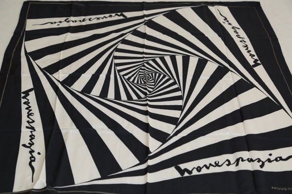 NOVESPAZIO NOBORU YAMAFUJI Luxury Designer Silk Twill Scarf Vintage Square Headscarf Gift for Her Black White - Norway
