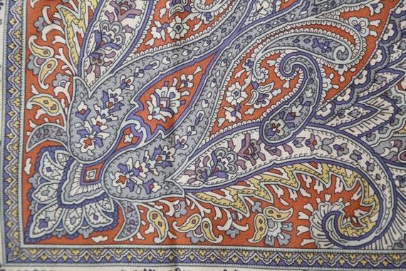 Authentic Made in Korea Large silk scarf Paisley … - image 7