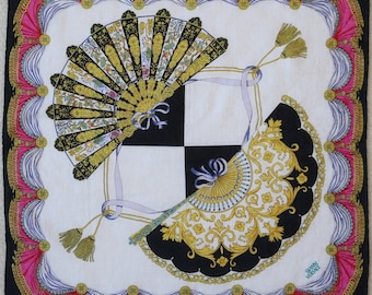 Rare Authentic GIANNI VERSACE Hand Rolled vintage cotton scarf handkerchief