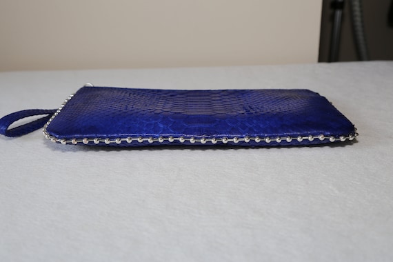 Unique! Authentic Genuine MATTE Python Clutch blu… - image 3