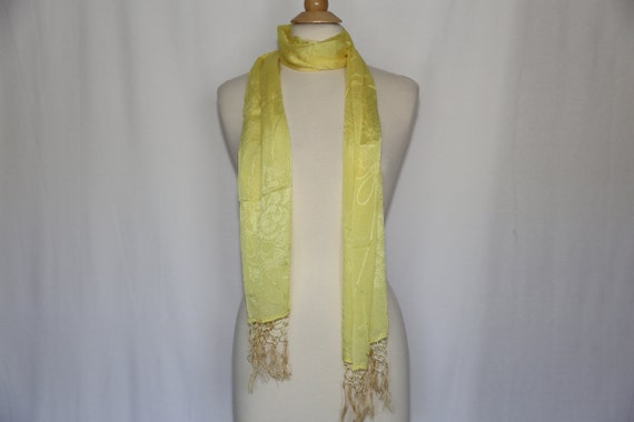 Authentic vintage silk scarf oblong rectangular ye