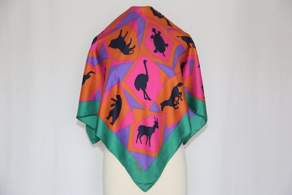 Authentic 70s Revillon PARIS silk twill scarf lux… - image 1