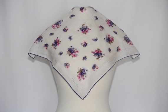 Authentic Vintage Christian Dior Floral Cotton Scarf Christian Dior Silk Floral Mitzah Scarf Rose 1738731  main image 4
