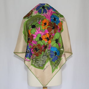 Rare Authentic 60s Azner Reli Made in Italy vintage luxurious heavy silk twill scarf