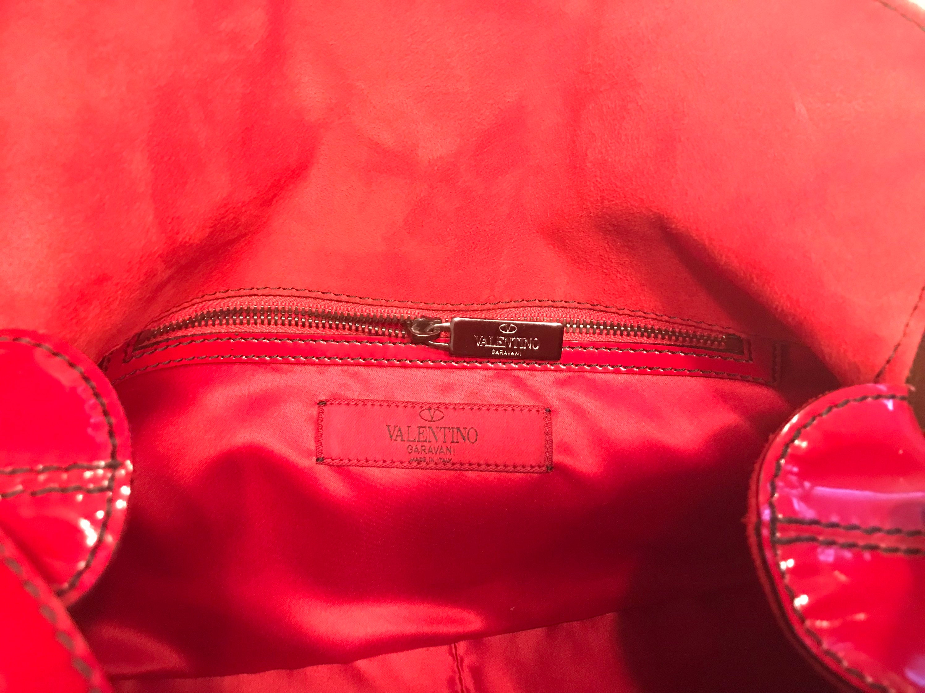 Rare! Authentic 80s Valentino Italian Red Patent Leather Bag With