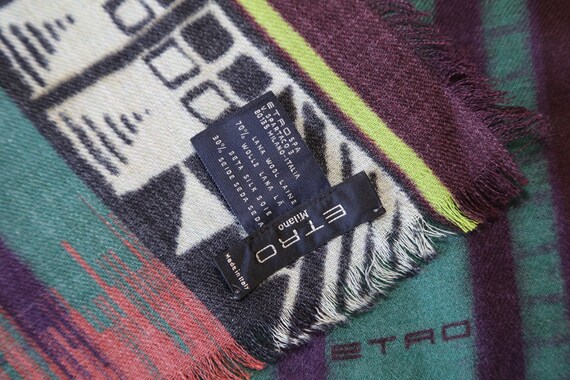 Authentic Etro Made in Italy Large wool silk blen… - image 3