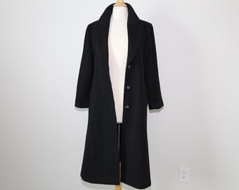 Vintage Black Wool Overcoat: Full Length, Oversized Fit - Etsy